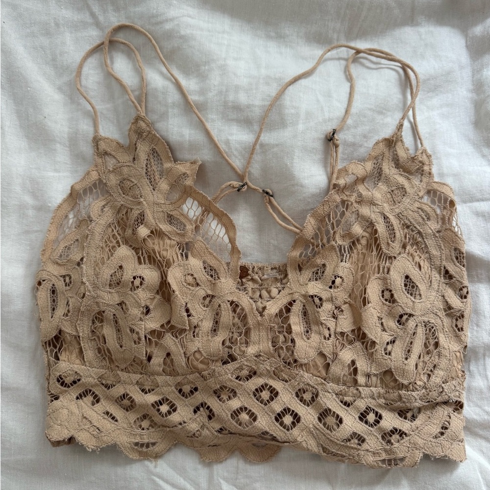 Free People Tan Lace Crop Top